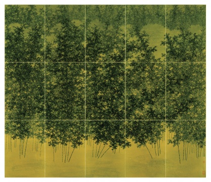 管伟邦《绿竹猗猗》十五屏 50x35cmx15 设色鸟の子金笺画板 2018 管伟邦《绿竹猗猗》十五屏 50x35cmx15 设色鸟の子金笺画板 2018