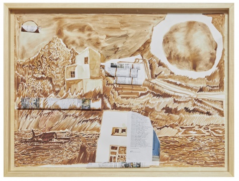 《被延续的情景NO.171225》,纸本综合材料，2017，75x55cm,
