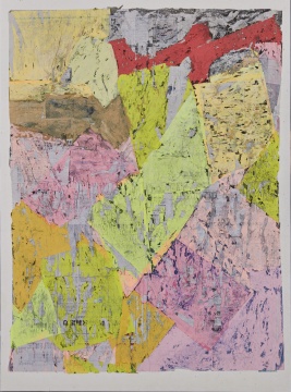 《家族政治1-2455598》，115x83cm，绢上纸本拼贴，2018-2019
