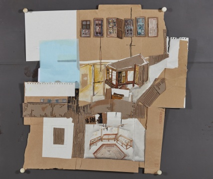 《展览方案NO.190103》,85x87cm，纸本综合技法，2019
