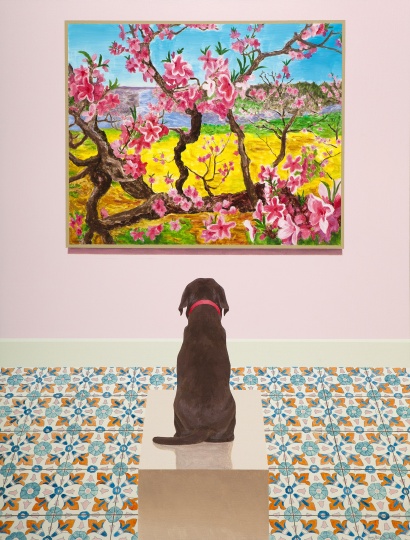 房培鑫 《观看中国现当代艺术—周春芽》 130×100cm 布面油画、丙烯 2018
房培鑫 《观看中国现当代艺术—周春芽》 130×100cm 布面油画、丙烯 2018