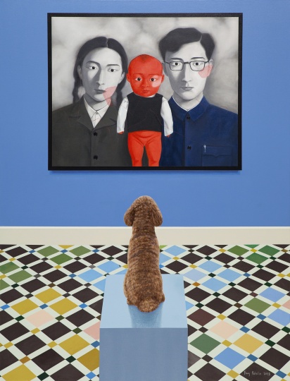 房培鑫 《观看中国现当代艺术—张晓刚》  130×100cm  布面油画、丙烯  2018 
