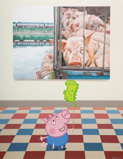 房培鑫 《乔治观看刘小东》 130×100cm 布面油画、丙烯 2019
房培鑫 《乔治观看刘小东》 130×100cm 布面油画、丙烯 2019