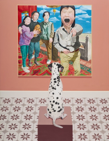 房培鑫 《观看中国现当代艺术—岳敏君》130×100cm 布面油画、丙烯 2018
房培鑫 《观看中国现当代艺术—岳敏君》130×100cm 布面油画、丙烯 2018