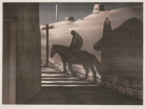 版画专题展部分,苏新平《宁静的小镇之七》石版 5271cm 1992
版画专题展部分,苏新平《宁静的小镇之七》石版 5271cm 1992