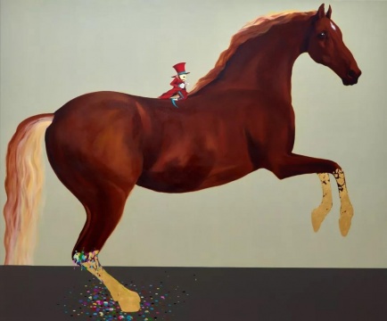 《春风得意马蹄疾》 200 × 240 cm 金箔、丙烯、木板 2019
《春风得意马蹄疾》 200 × 240 cm 金箔、丙烯、木板 2019