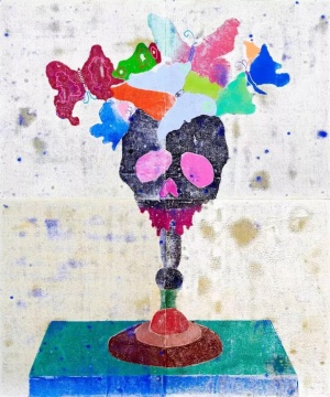 《老的很早,青春消逝的很迟II》 100 × 80 cm 布面丙烯及综合材料 2019
《老的很早,青春消逝的很迟II》 100 × 80 cm 布面丙烯及综合材料 2019
