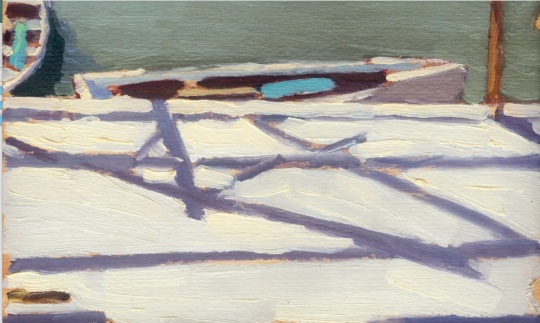 杨雨澍《紫竹院码头》18.5×10.8cm 纸本油画 1972年
