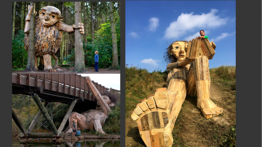 这位来自安徒生故乡的艺术家将收集武隆的废旧木材，制作两个巨人，藏在密林。

