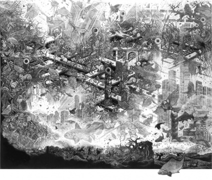 小林敬生《苏醒时刻-群舞 94·10C 》 105.5x125.7cm 12/20 木口木刻版画 1994
