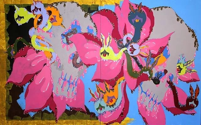 《花兔子》250x400cm 亚麻布丙烯 2018
《花兔子》250x400cm 亚麻布丙烯 2018