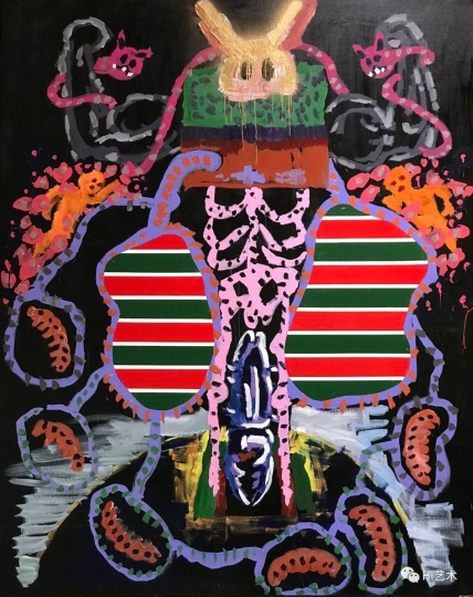 《被埋没的兔子》 250x200cm 亚麻布面丙烯 2018
《被埋没的兔子》 250x200cm 亚麻布面丙烯 2018