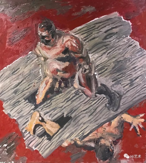 《翻转空间》200x180cm 油画 2017
《翻转空间》200x180cm 油画 2017