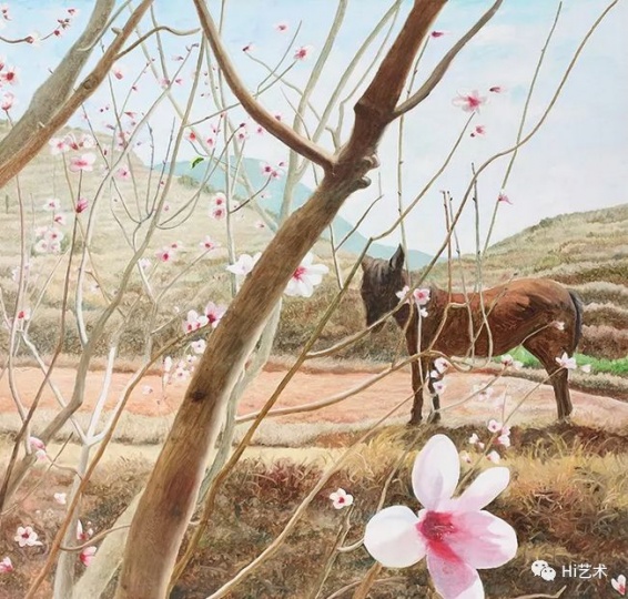 《轻声漫步听花开》142x142cm 布面油画 2013
《轻声漫步听花开》142x142cm 布面油画 2013