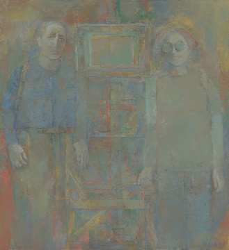《我和小春》 130x120cm 布面油画1995
