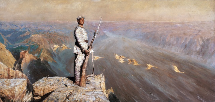 陈逸飞 《黄河颂》143.5×297cm 布面油画 1972 ©️泰康收藏
陈逸飞 《黄河颂》143.5×297cm 布面油画 1972 ©️泰康收藏