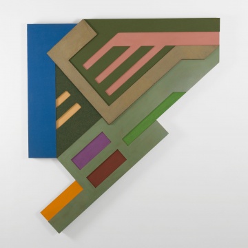 弗兰克·斯特拉 《欧肯尼基 II》 241.3×213.4cm 瓦楞纸板，毛毡，颜料，木结构 1972

© 2019 弗兰克·斯特拉/纽约Artists Rights Society(ARS) 图片鸣谢:卡斯明画廊 
