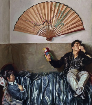  

赵半狄 《鹦鹉与扇子》 200×175cm 布面油画 1990

估价：1200万-1800万元
