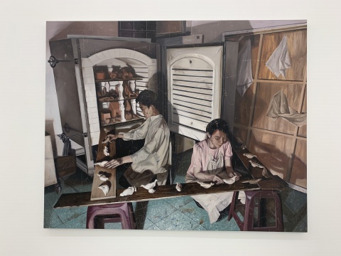 时永骏 《输送带》 182×227cm 布面油画 2019
时永骏 《输送带》 182×227cm 布面油画 2019