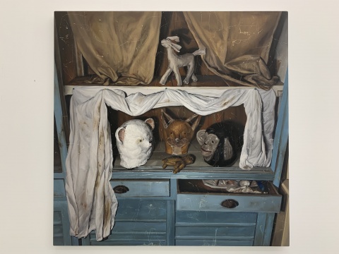 时永骏《双层舞台》 130×130cm 布面油画 2018 时永骏《双层舞台》 130×130cm 布面油画 2018