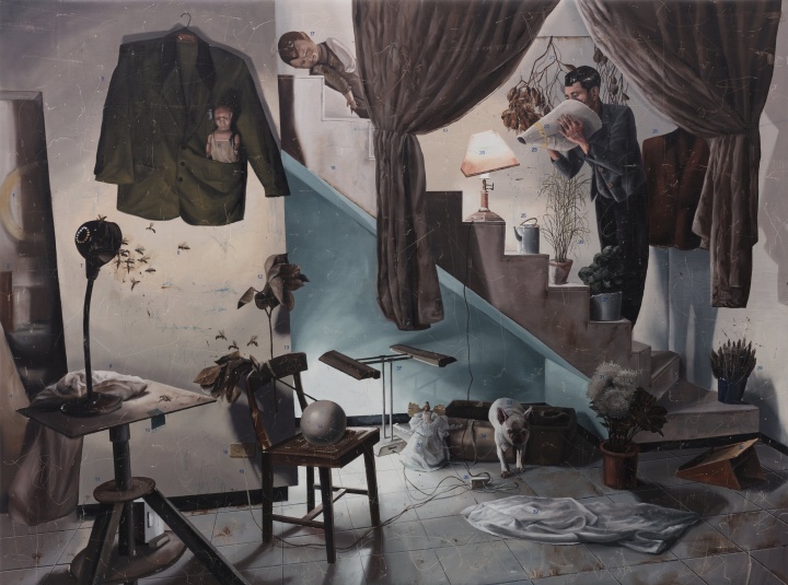 时永骏《楼梯剧》248×333cm 布面油画 2018
时永骏《楼梯剧》248×333cm 布面油画 2018