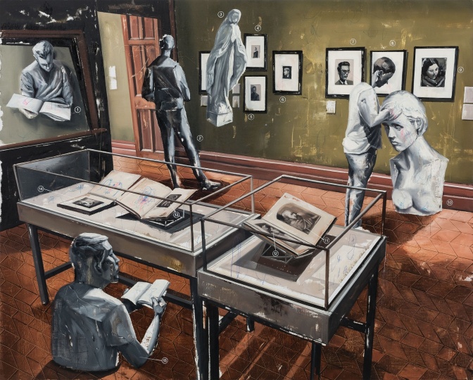 时永骏《肖像图书室》130×162cm 布面油画 2017
时永骏《肖像图书室》130×162cm 布面油画 2017