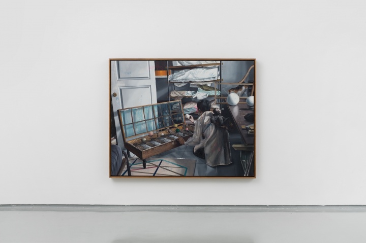 时永骏《破沙发击鸟仪》130×162cm 布面油画 2017
时永骏《破沙发击鸟仪》130×162cm 布面油画 2017