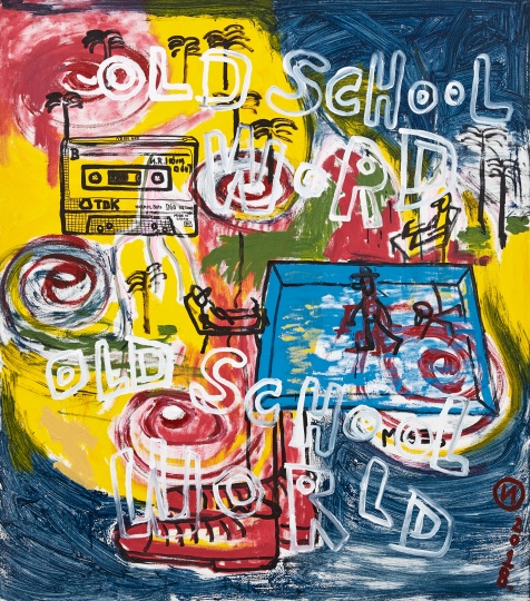 《老派的词语,老派的世界》170×150cm 布面丙烯、马克笔 2018
《老派的词语,老派的世界》170×150cm 布面丙烯、马克笔 2018