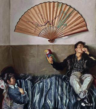 赵半狄 《鹦鹉与扇子》 200×175cm 布面油画 1990

成交价：1380万元，由8153号牌竞得

估价：1200万-1800万元
