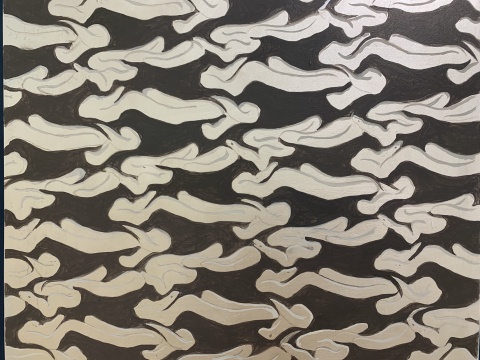 黄一山迄今最大尺幅作品《奔腾图》
