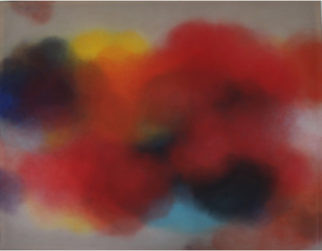  

徐红明，“非云非雾非炁---- 非红”，126x161cm，绢布 水性颜料，2019
