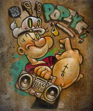 Bounce《Bounce Popeye》   60×50cm 布面丙烯、喷漆
