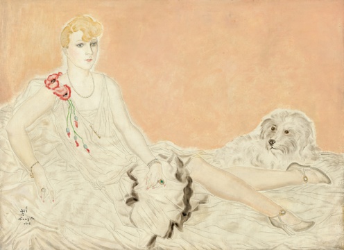 藤田嗣治 《少女与幼犬》 73.3 x 100.5 cm 油画画布 1929

估价：1000万-2000万港元
