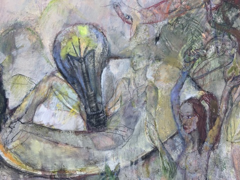 任小林 《灯光的幻景之二》 180×160cm 布面油画 2019
任小林 《灯光的幻景之二》 180×160cm 布面油画 2019