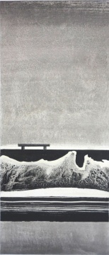 《观海》150×70cm 布面水墨、综合材料 2016

