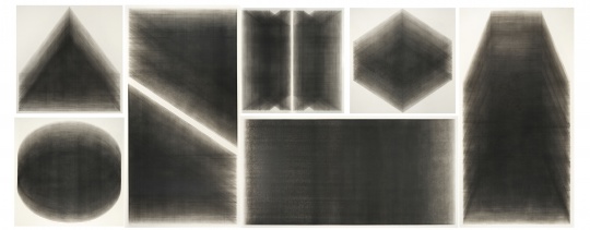 瞿作纯《时光叠变系列一，二，三，四，五，六，七》木版画 236cm×600cm 2019
