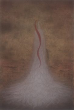 《无人之境.霜灼》75×110cm 绢本设色 2018
《无人之境.霜灼》75×110cm 绢本设色 2018