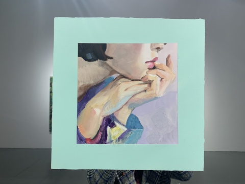 《托下巴肖像4》 30×30cm 木板油画 2019
《托下巴肖像4》 30×30cm 木板油画 2019