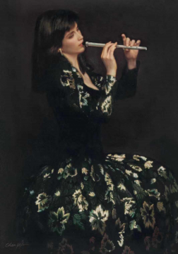 陈逸飞 《箫》 布面油画 107×76.5cm 1988
陈逸飞 《箫》 布面油画 107×76.5cm 1988