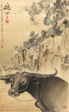 高剑父 《耕罢》160.5cm×99.5cm 纸本设色 年代不详©和美术馆
高剑父 《耕罢》160.5cm×99.5cm 纸本设色 年代不详©和美术馆