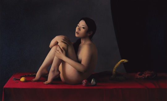 《盛宴·少女与蛇》 100x165cm 2013
《盛宴·少女与蛇》 100x165cm 2013