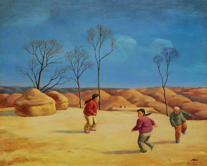 《儿戏》65×80cm 布面油画 1999
