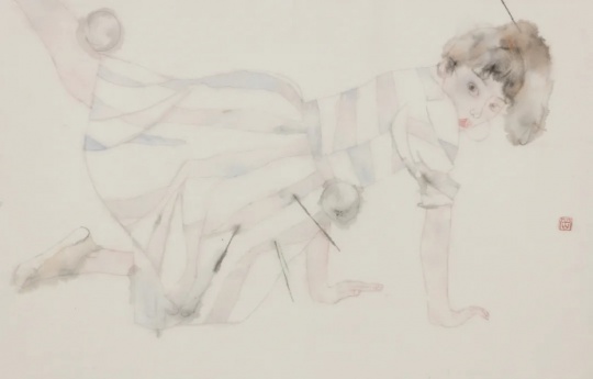岳小飞 《青春赏味期限》 45×68cm 纸本设色 2019
岳小飞 《青春赏味期限》 45×68cm 纸本设色 2019