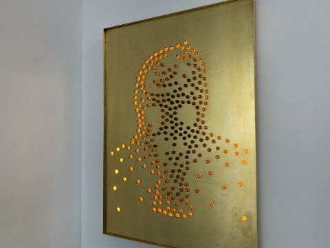 李怒《双黄连I》黄铜、双黄连口服液瓶、LED灯 120x85x6.5cm 2020
李怒《双黄连I》黄铜、双黄连口服液瓶、LED灯 120x85x6.5cm 2020
