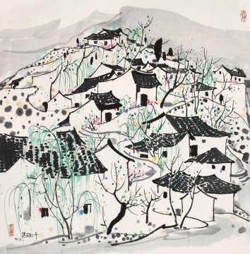 20世纪中国艺术夜场_吴冠中 山村 1993年 纸本水墨 68×68cm
20世纪中国艺术夜场_吴冠中 山村 1993年 纸本水墨 68×68cm