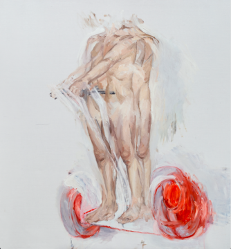 《平衡车上的人》140x130cm 布面油画 2020
《平衡车上的人》140x130cm 布面油画 2020