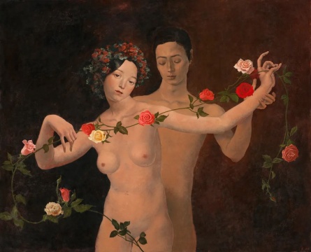 颜秉卿 《穿花》 97×120cm 木板坦培拉 2019
颜秉卿 《穿花》 97×120cm 木板坦培拉 2019
