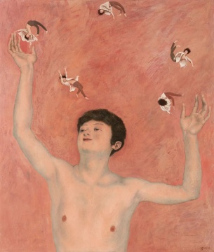 颜秉卿 《杂耍》 74×63cm 木板坦培拉 2019
颜秉卿 《杂耍》 74×63cm 木板坦培拉 2019