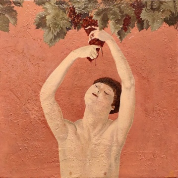 颜秉卿 《吃葡萄》 27×27cm 木板坦培拉 2019
颜秉卿 《吃葡萄》 27×27cm 木板坦培拉 2019