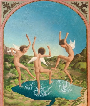 颜秉卿 《踩水》 74×63cm 木板坦培拉 2019
颜秉卿 《踩水》 74×63cm 木板坦培拉 2019